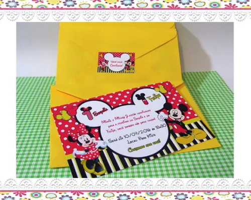 Convite Personalizado Mickey e Minnie 1 Aninho