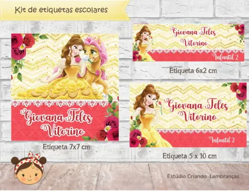 Etiquetas Escolares a Bela e a Fera