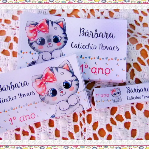 Etiquetas Escolares Personalizadas Gatinha