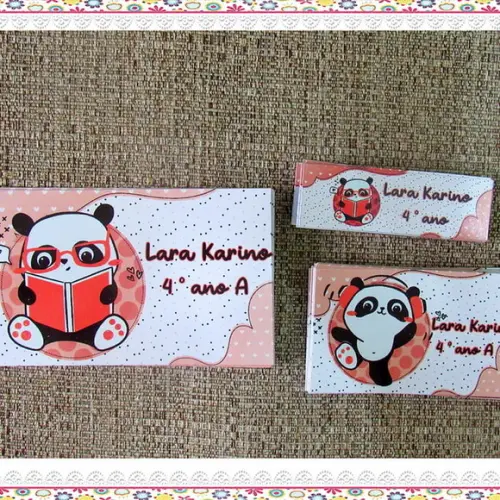 Etiquetas Escolares Personalizadas Panda Rosa