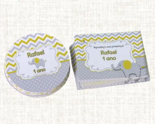 Kit Adesivo e Tag Chá de Bebê Elefantinho