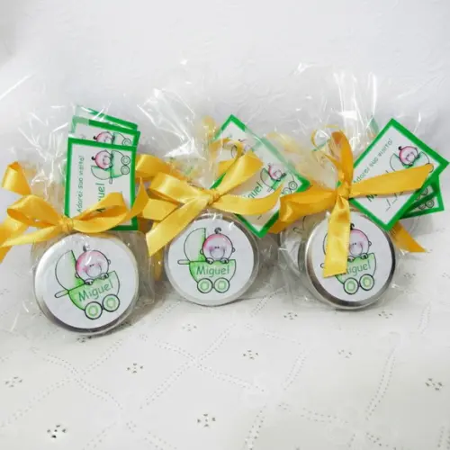 Latinha Personalizada com Balinhas Chá de Bebê Menino