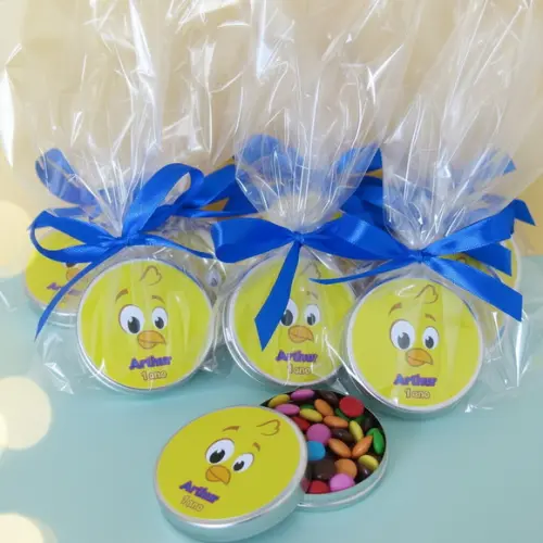 Latinha Personalizada com Balinhas Pintinho Amarelinho