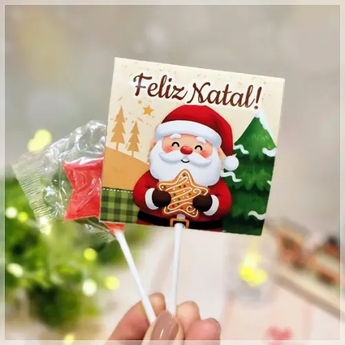 Pirulito com Capinha Personalizada Natal