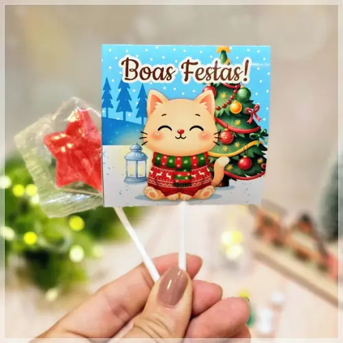 Pirulito com Capinha Personalizada Natal