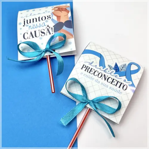 Pirulito com Capinha Personalizada Novembro Azul