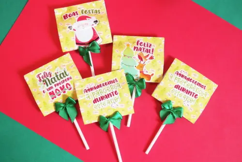 Pirulito com Capinha Personalizada Natal
