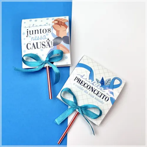 Pirulito com Capinha Personalizada Novembro Azul