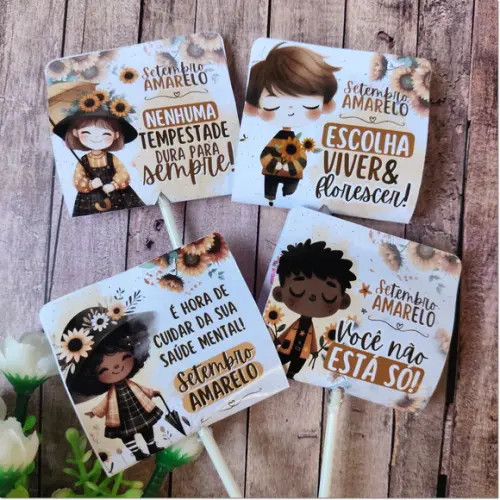 Pirulito com Capinha Personalizada Setembro Amarelo
