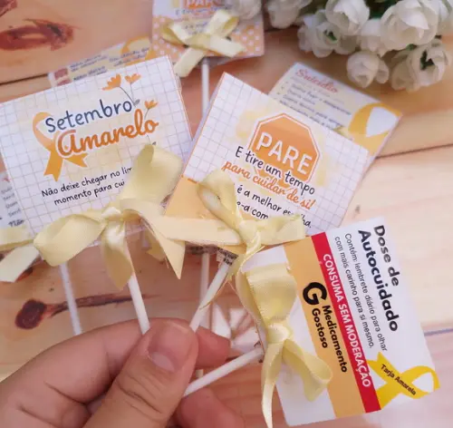 Pirulito com Capinha Personalizada Setembro Amarelo