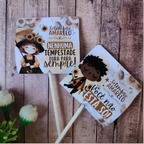 Pirulito com Capinha Personalizada Setembro Amarelo