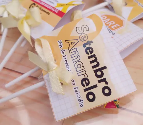 Pirulito com Capinha Personalizada Setembro Amarelo