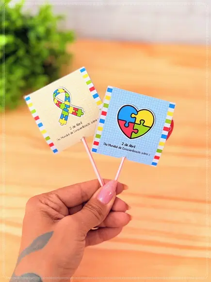 Pirulito Personalizado Brinde Conscientização do Autismo