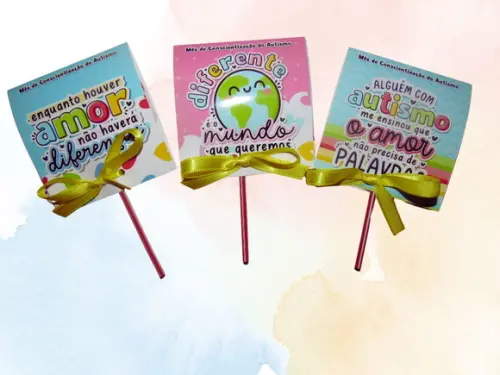 Pirulito Personalizado Brinde Conscientização do Autismo