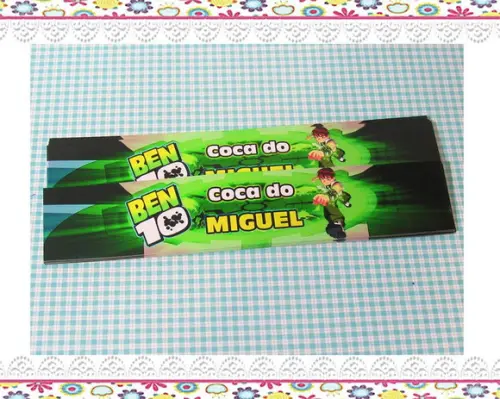 Rótulo Garrafinha de Refrigerante ou Água Ben 10
