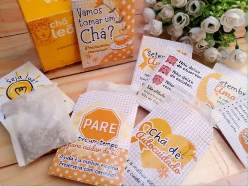 Sachê de Chá Personalizado Brinde Setembro Amarelo
