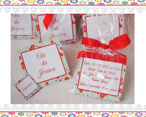 Sachê de Chá Personalizado Chá de Cozinha Floral