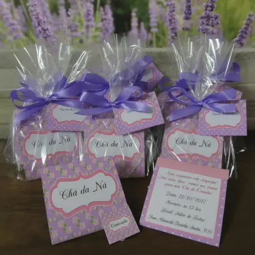 Sachê de Chá Personalizado Floral Lilás