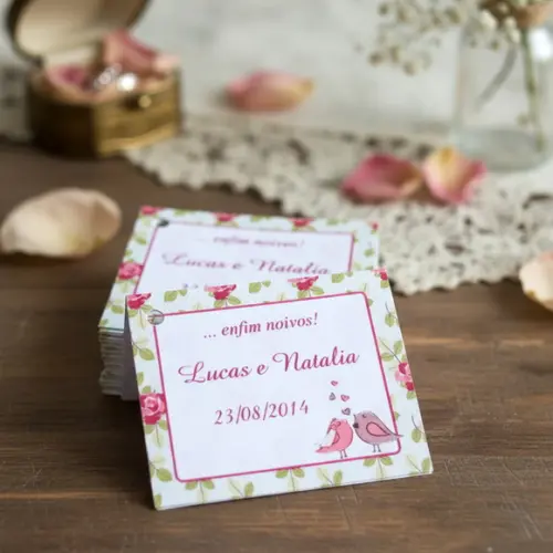 Tag para Lembrancinha Casal Passarinhos