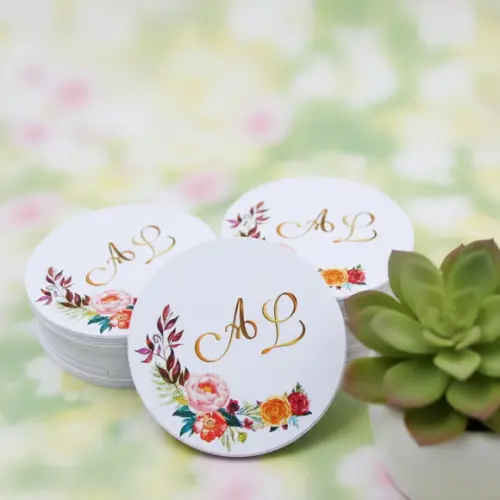 Tag para Lembrancinha Casamento Noivado Monograma Floral
