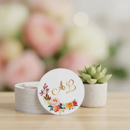 Tag para Lembrancinha Casamento Noivado Monograma Floral