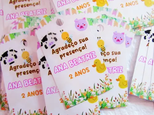 Tag para Lembrancinha Fazendinha Menina