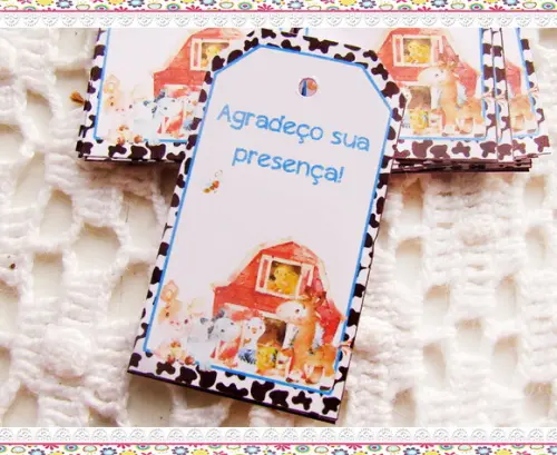 Tag para Lembrancinha Fazendinha Aquarela