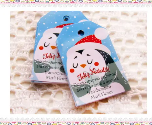 Tag Personalizada Natal Pinguim