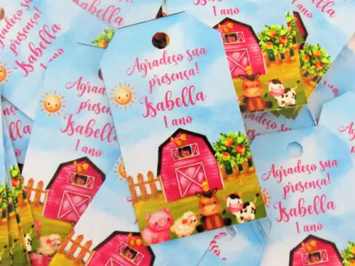 Tag Personalizada para Lembrancinha Fazendinha Menina