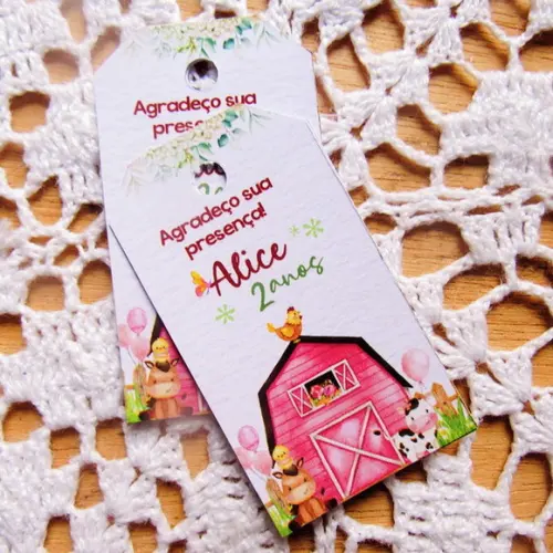 Tag Personalizada para Lembrancinha Fazendinha Menina