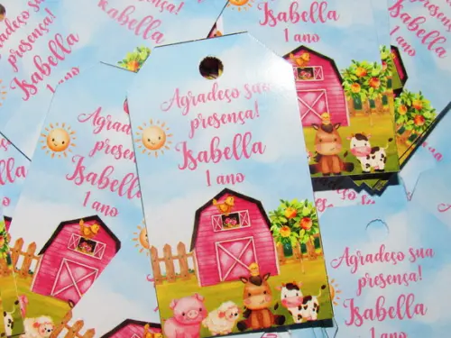 Tag Personalizada para Lembrancinha Fazendinha Menina