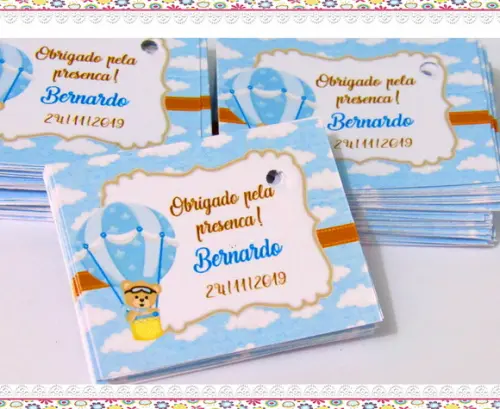 Tag Personalizada para Lembrancinha Ursinho Baloeiro
