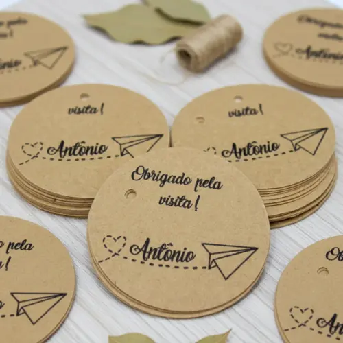 Tags em Papel Kraft - Aviãozinho
