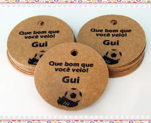 Tags em Papel Kraft - Futebol