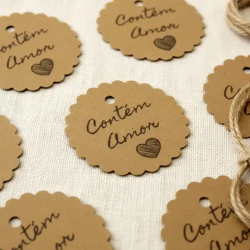 Tags em Papel Kraft - Contém Amor