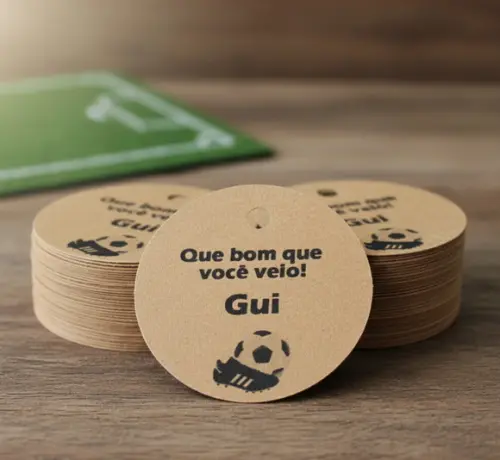 Tags em Papel Kraft - Futebol