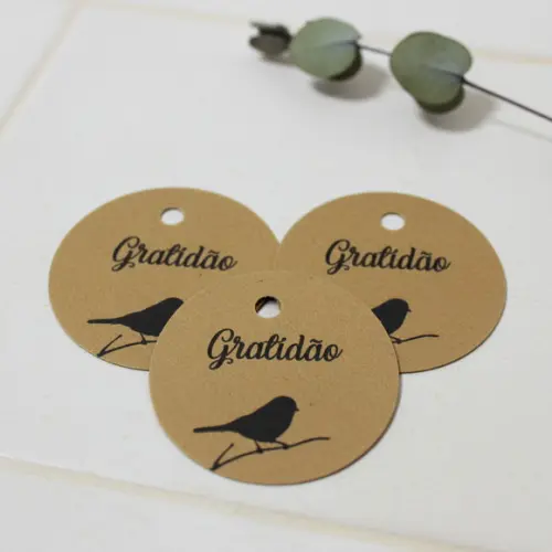 Tags em Papel Kraft Gratidão