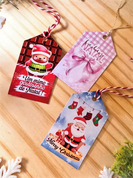 Tags Lembrancinha de Natal com Cordãozinho ( 40 Unidades)
