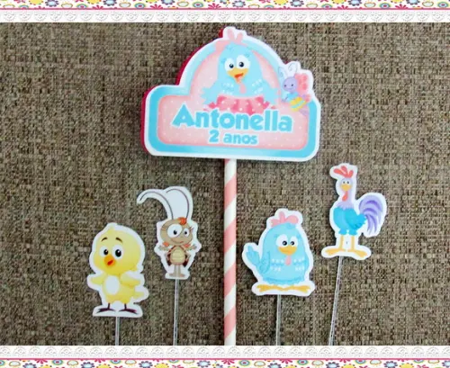 Topo de Bolo Galinha Pintadinha Candy