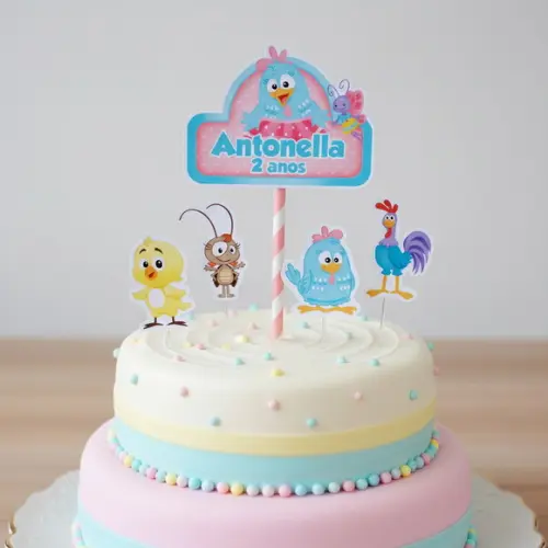 Topo de Bolo Galinha Pintadinha Candy