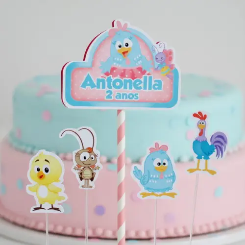 Topo de Bolo Galinha Pintadinha Candy