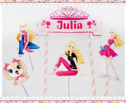 Topo de Bolo Personalizado Barbie