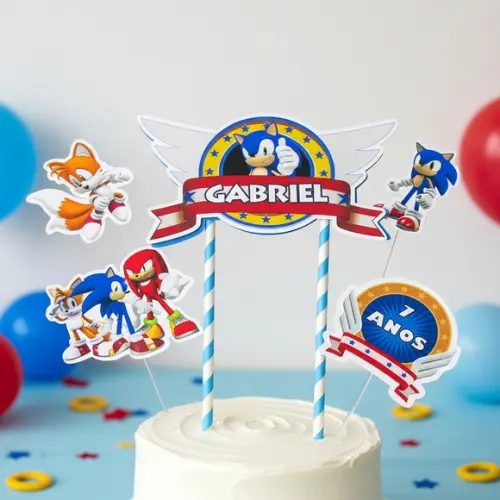 Topo de Bolo Personalizado Sonic