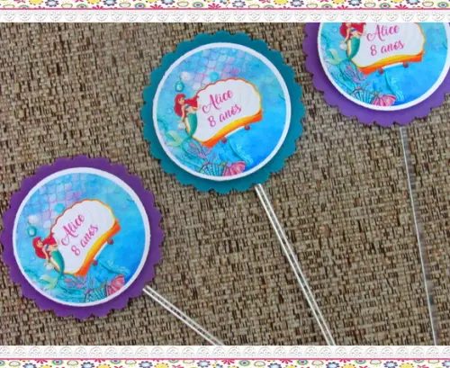 Topper para Docinhos Ariel Pequena Sereia