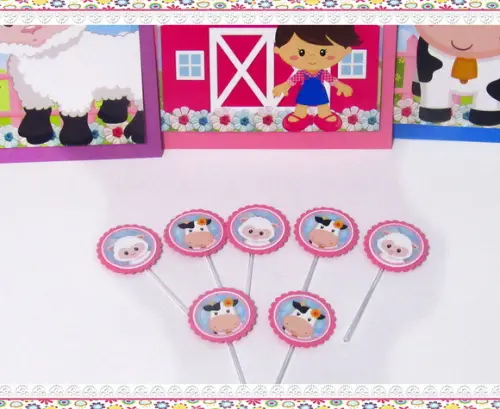 Topper para Docinhos Fazendinha Menina