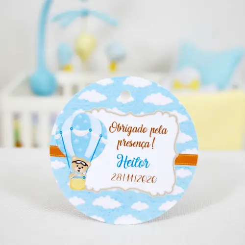 Tag Personalizada para Lembrancinha Ursinho Baloeiro