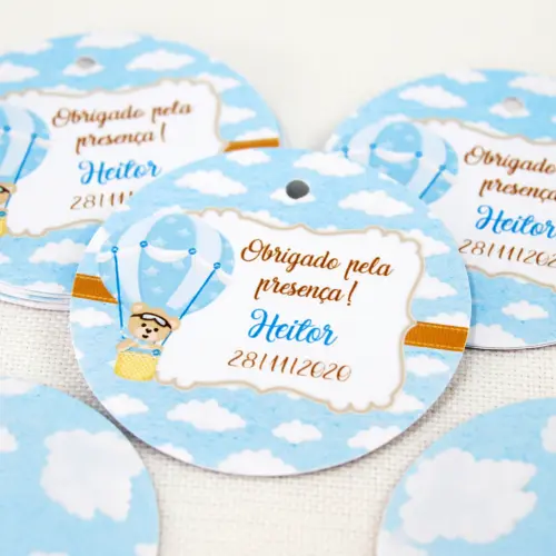 Tag Personalizada para Lembrancinha Ursinho Baloeiro