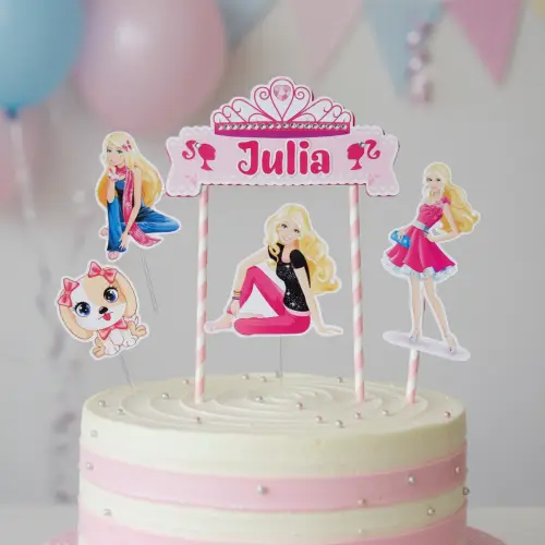 Topo de Bolo Personalizado Barbie