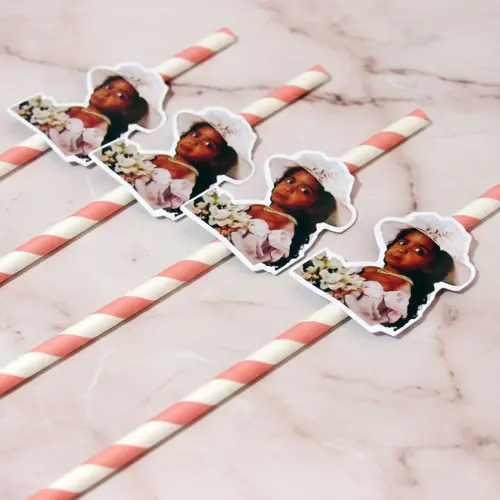 Canudo de Papel Personalizado Carinha de Festa