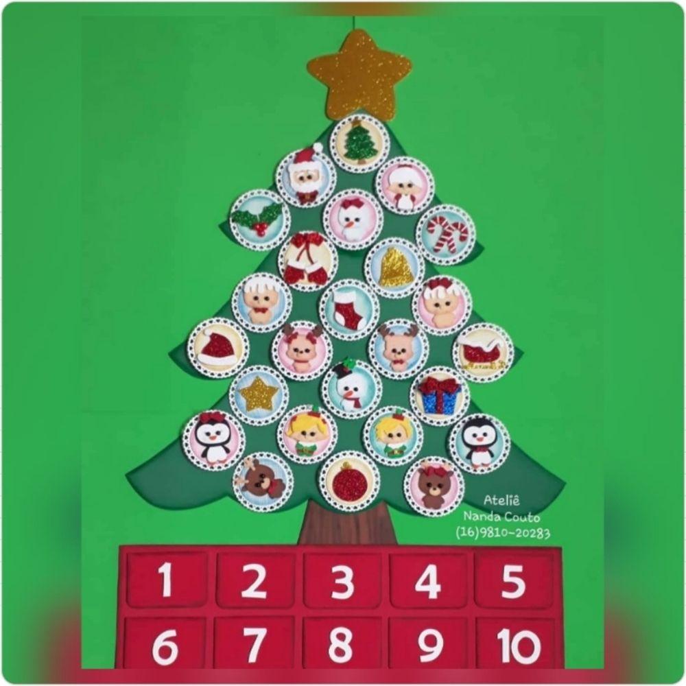 CALENDÁRIO ADVENTO ÁRVORE - Apostila de Moldes EVA